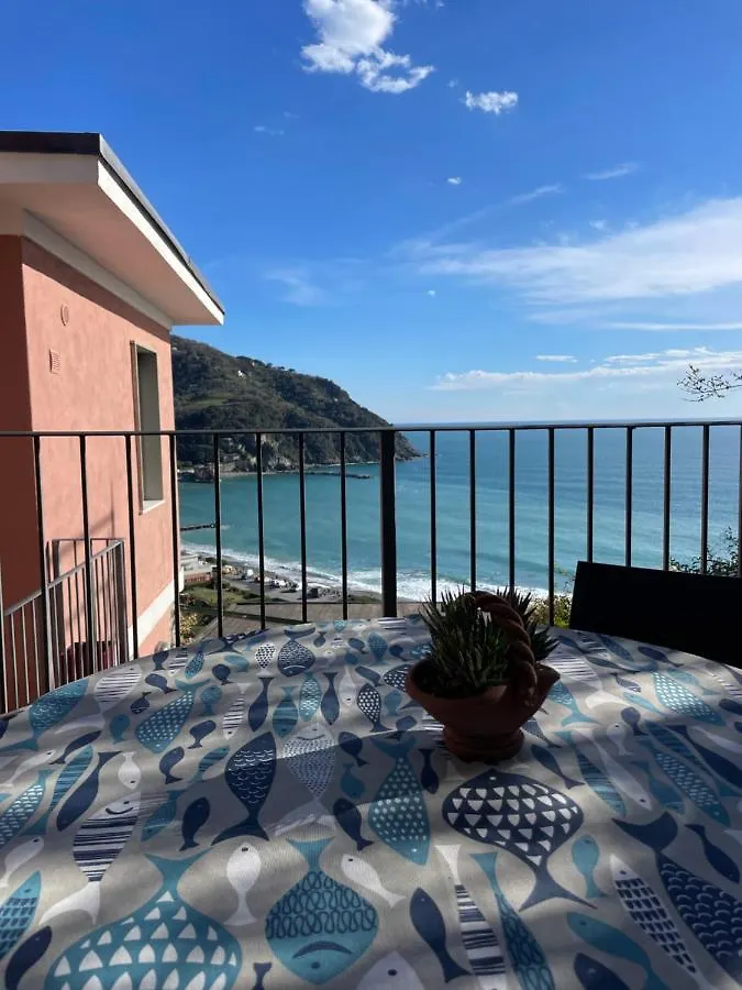 Ocean View Flat With Wi-Fi, Ac And Elevator To Town Apartment Levanto 0*,